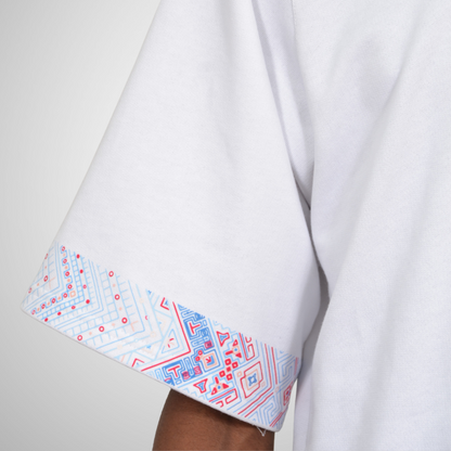 Sleeve Pattern White T shirt - Unisexe