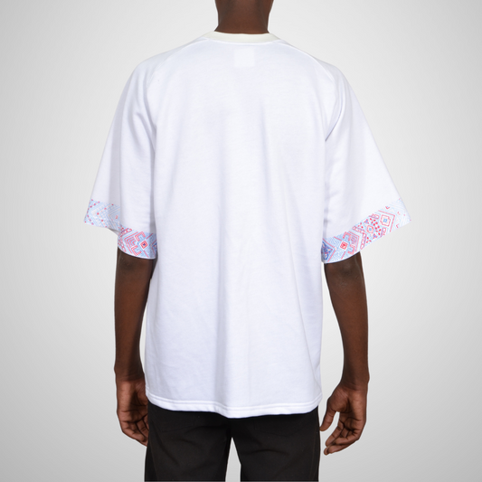 Sleeve Pattern White T shirt - Unisexe